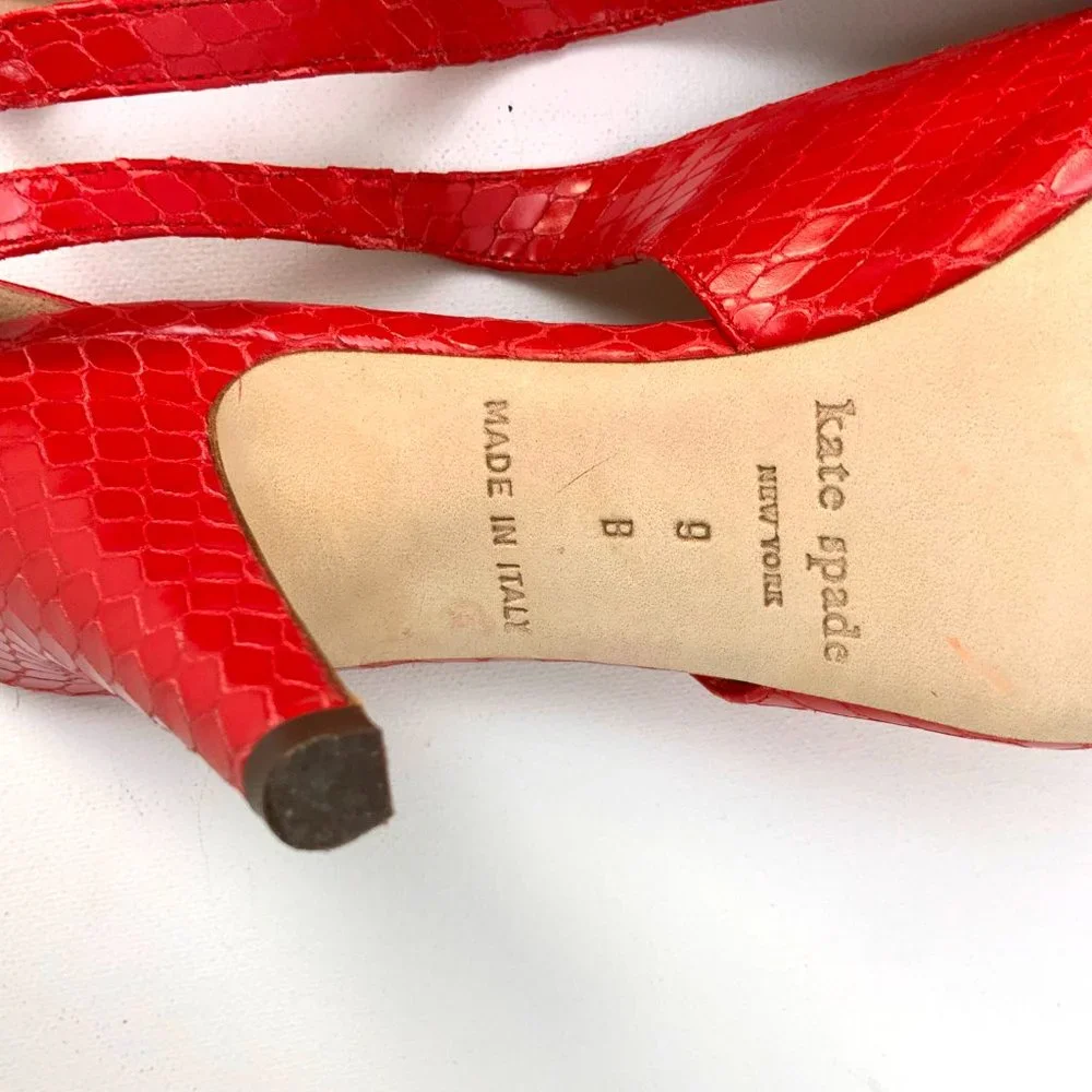 Kate Spade New York Scarlet Red Slingback Heels Pumps Italy Sz 9